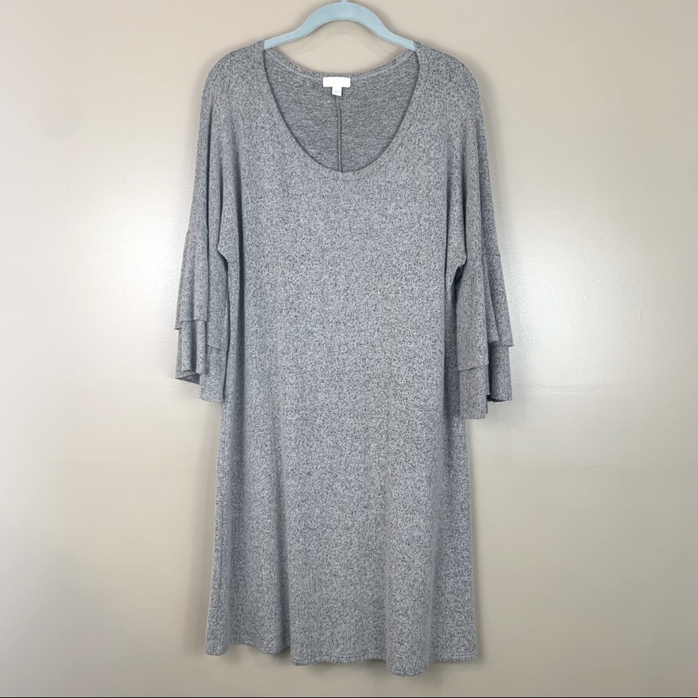 CHARMING CHARLIE Soft Marled Layered Bell Sleeve Dress